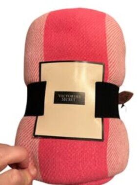 Victoria's Secret Pink White Striped Blanket New With Tags